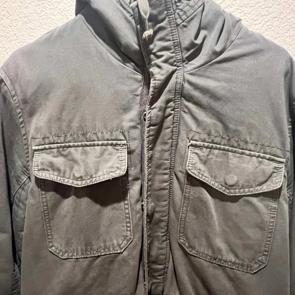 Men’s L.O.G.G. H&M Military Green Field Unisex Jacket w Hood - Picture 3 of 13